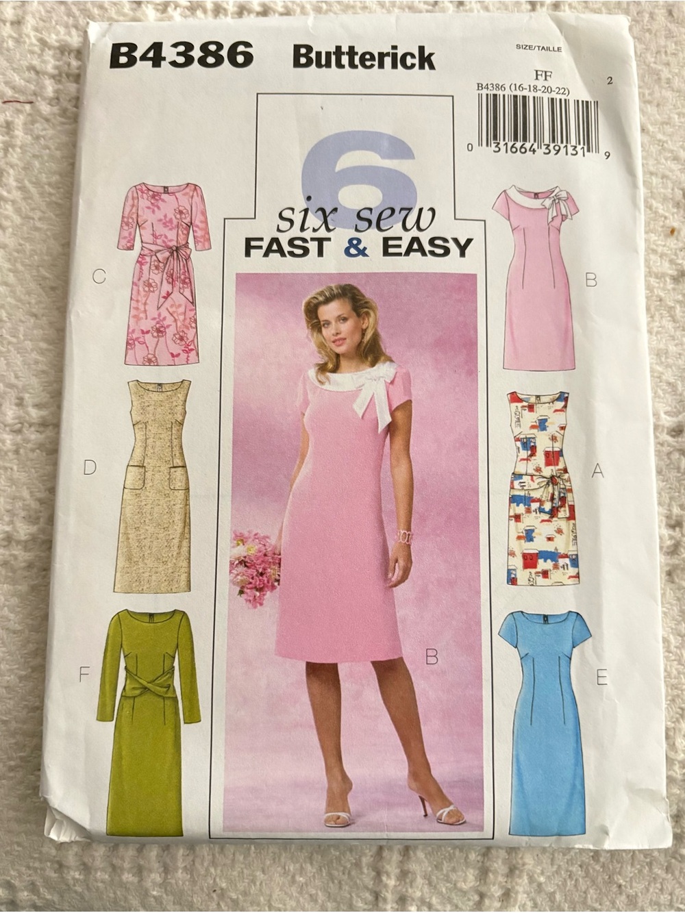 Butterick Fast & Easy Pattern B4386 for Misses’ Dresses